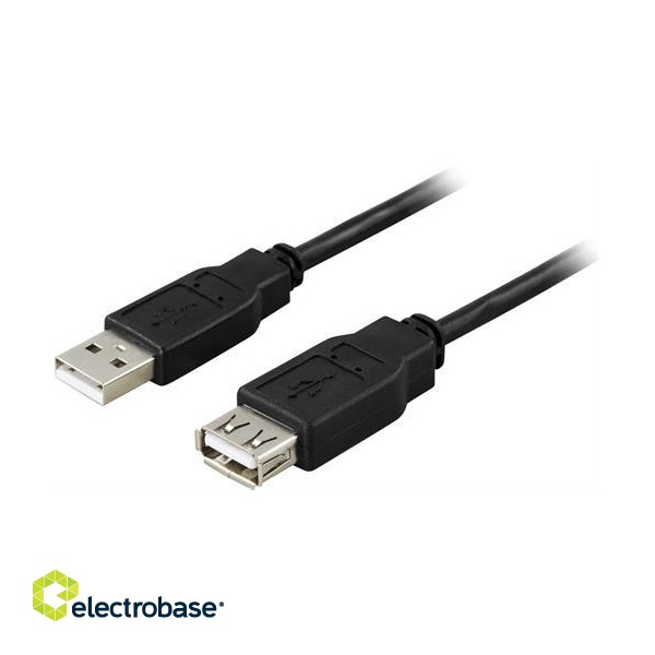 DELTACO USB 2.0 cable Type A ha - Type A ho 1m, black / USB2-15S  image 2
