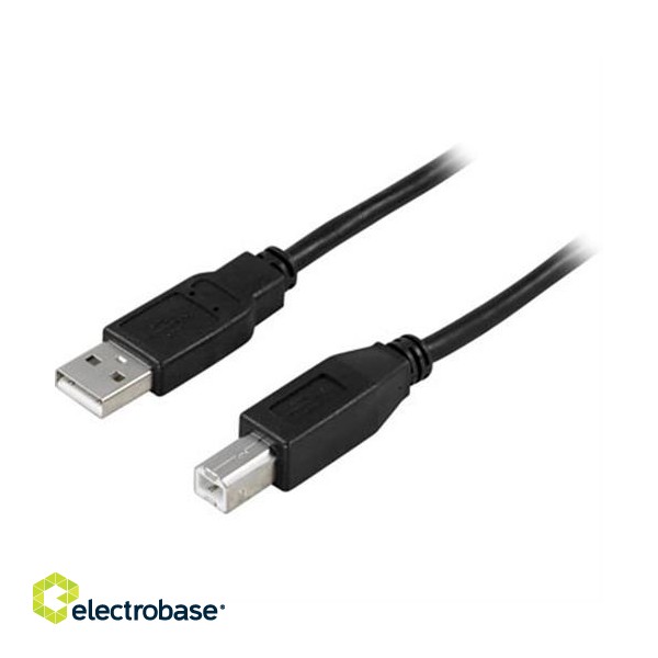 DELTACO USB 2.0 cable Type A male - Type B male 5m, black / USB-250S