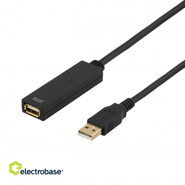Extension cable DELTACO PRIME USB 2.0, active , Type A male - Type A female, 7m , black / USB2-EX7M image 1