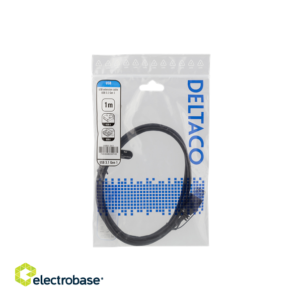 Extension cable DELTACO USB 3.1 Gen1, 1m, USB-A male to USB-A female / USB3-241 image 3