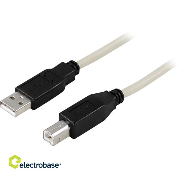 Cable DELTACO USB 2.0 Type A male - Type B male, 2.0m, white-black / USB-218 image 1