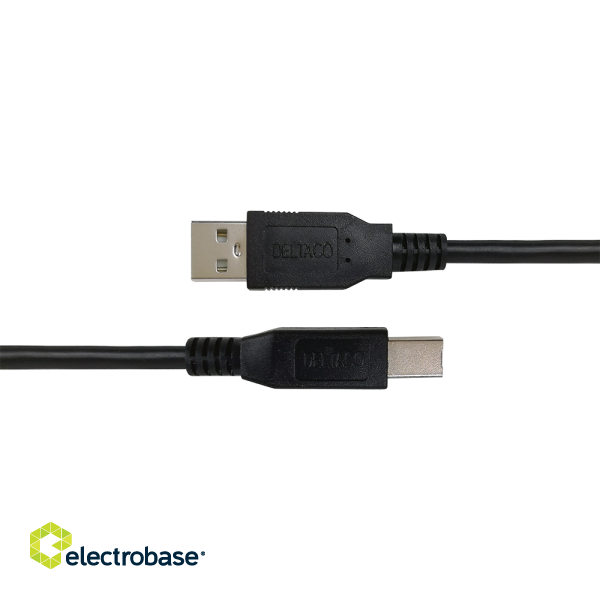 USB-B 2.0 cable DELTACO suitable for printers, 2m black / USB-218S-K / R00140005 image 2