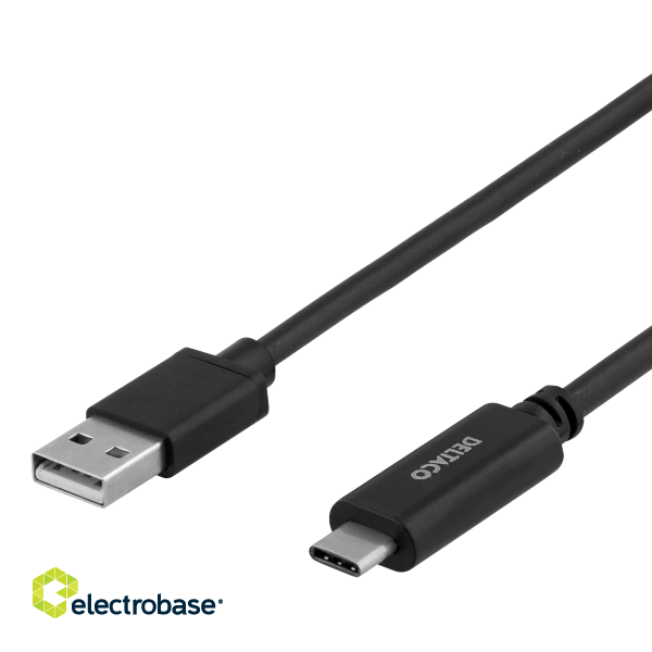 USB 2.0 cable DELTACO USB-A - USB-C male, LSZH, 1m, black / USBC-1004-LSZH image 1