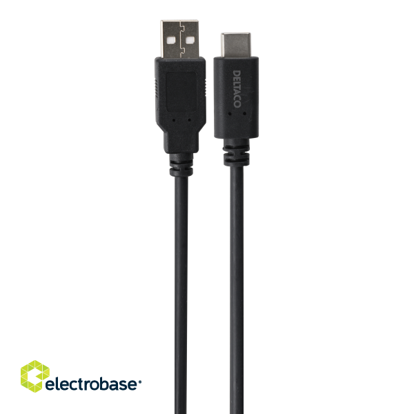 USB 2.0 cable DELTACO USB-A - USB-C male, LSZH, 2m, black / USBC-1006-LSZH image 2