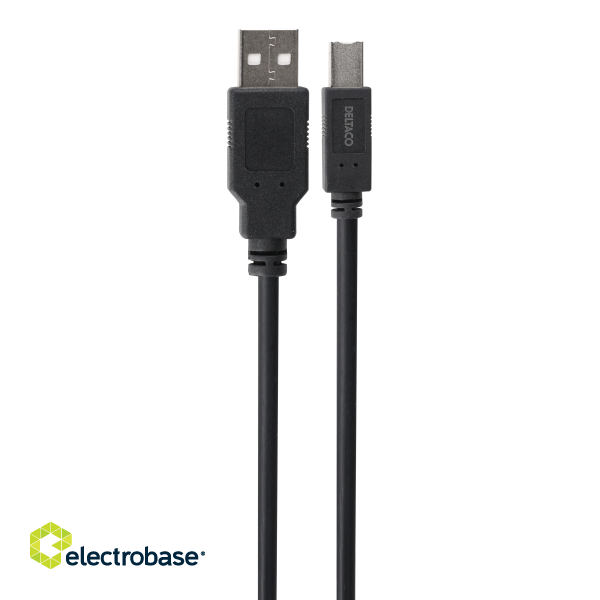 USB 2.0 cable DELTACO USB-A male - USB-B male, LSZH, 2m, black / USB-218S-LSZH image 2