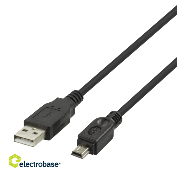 USB 2.0 mini B cable DELTACO suitable for DSLR cameras, 1m black / USB-24-K / R00140007 image 1