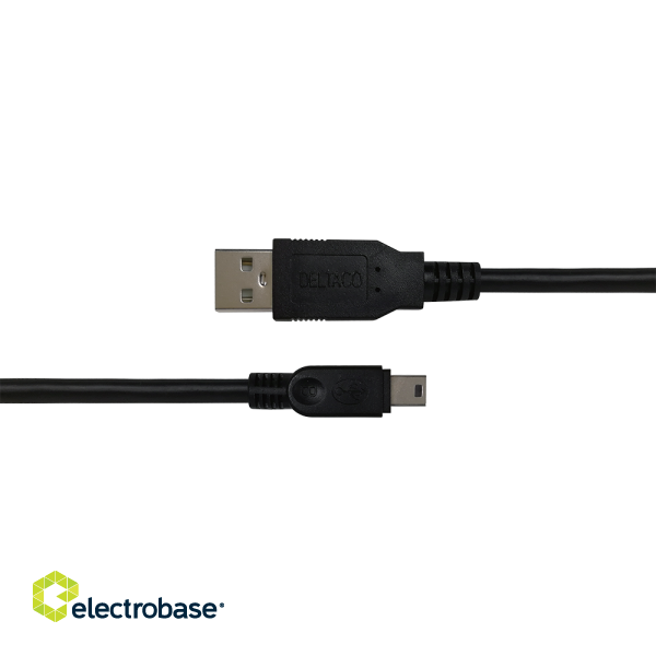 USB 2.0 mini B cable DELTACO suitable for DSLR cameras, 1m black / USB-24-K / R00140007 image 2