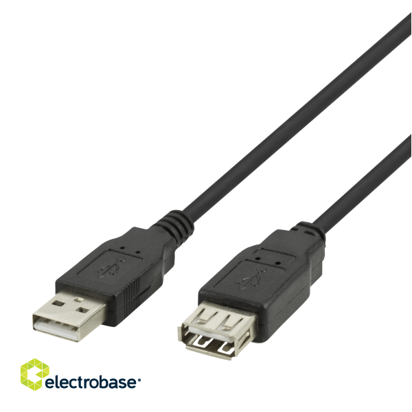 USB extension cable DELTACO USB-A male - USB-A female, 2m black / USB2-12S-K / R00140002 image 1