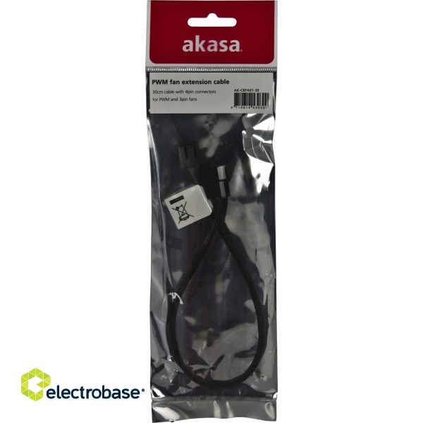 Kabelis AKASA 4-pin PWM, 0.3m, black AK-CBFA01-30 / AK-0010 paveikslėlis 1