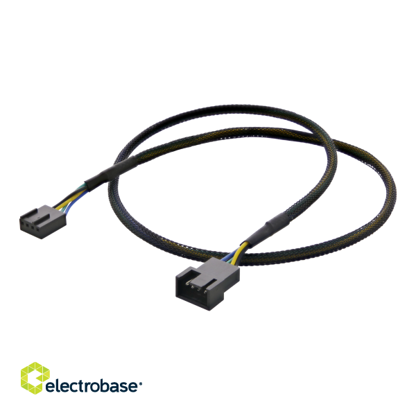 Extension cable DELTACO for 4-pin fans, 0.6m, black / SSI-65 image 2