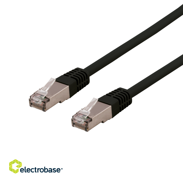 Cable DELTACO S/FTP Cat6 patch, LSZH, 0,5m, 250MHz, black / SFTP-60SH image 1