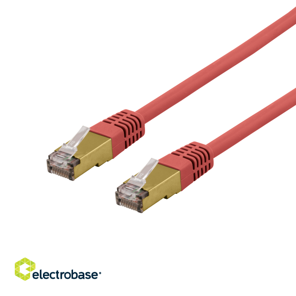 Cable DELTACO S/FTP Cat6a patch, Delta-certified, LSZH, 2m, red / SFTP-62RAH image 1