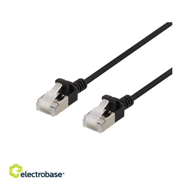 DELTACO U / FTP Cat6a patch cable, slim, 3.8mm in diameter, 2m, 500MHz, LSZH, black / UFTP-1047