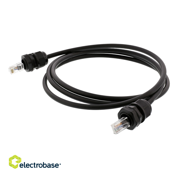 Patch cable DELTACO S/FTP Cat6a, 1m, IP68, PG13.5, black / SFTP-61AH-WP image 7