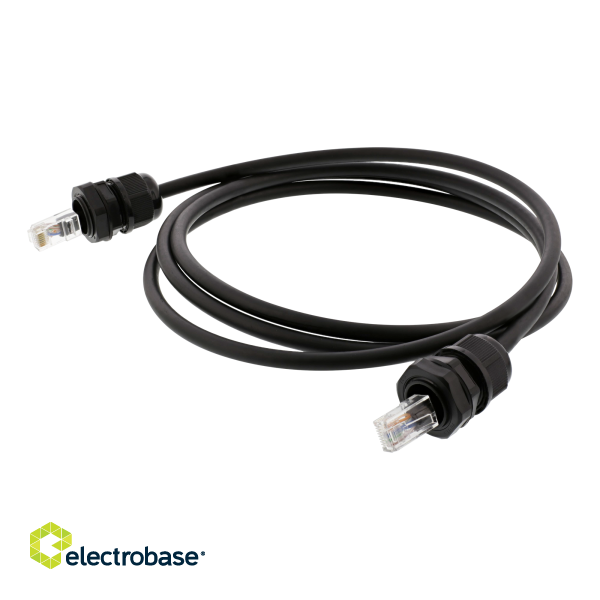 Patch cable DELTACO S/FTP Cat6a, 2m, IP68, PG13.5, black / SFTP-62AH-WP image 7