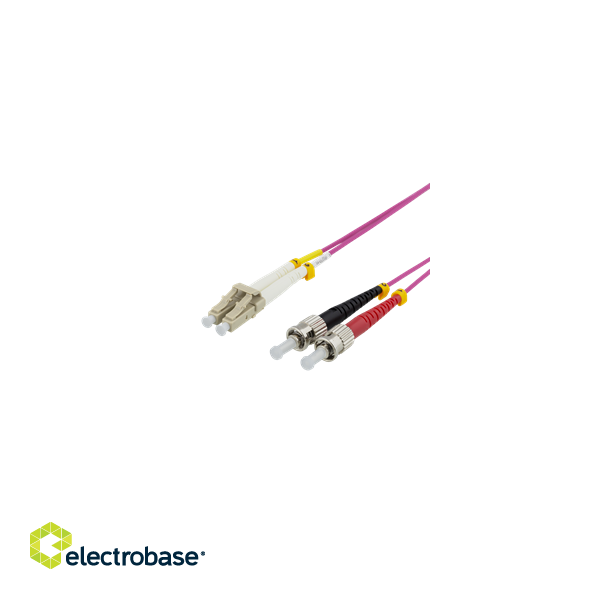 Fiber cable, 1m, LC-ST Duplex, 50/125, pink DELTACO / LCST-71