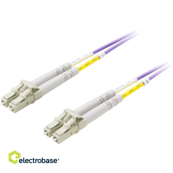 Fiber cable DELTACO LC - LC, 50/125 , OM4, duplex, multimode, 15m / LCLC-715