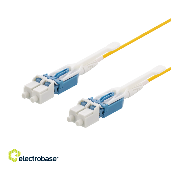 Fiber cable DELTACO LC - LC, duplex, singlemode, push/pull tab, APC, 9/125 0.5m / LCLC-0S-5-PPT image 1