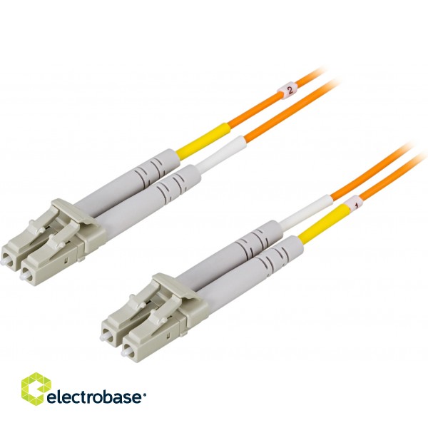 Fiber cable DELTACO OM1, LC - LC, duplex, UPC, 62,5/125, 3m, orange / LCLC-3M image 1