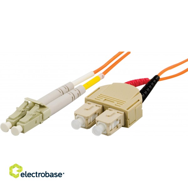 Fiber cable DELTACO OM1, LC - SC, duplex, UPC, 62,5/125, 0.5m, orange / LCSC-0M-5