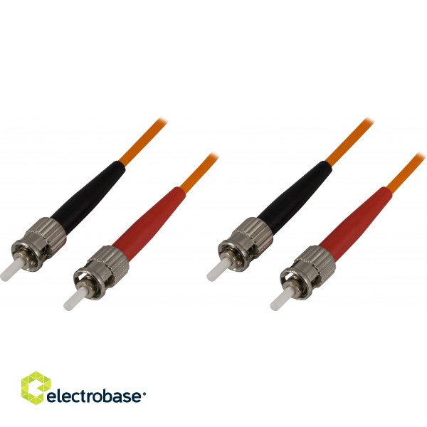 Оптоволоконный кабель DELTACO OM1, ST - ST, дуплексный, UPC, 62,5 / 125, 1м, оранжевый фото 1