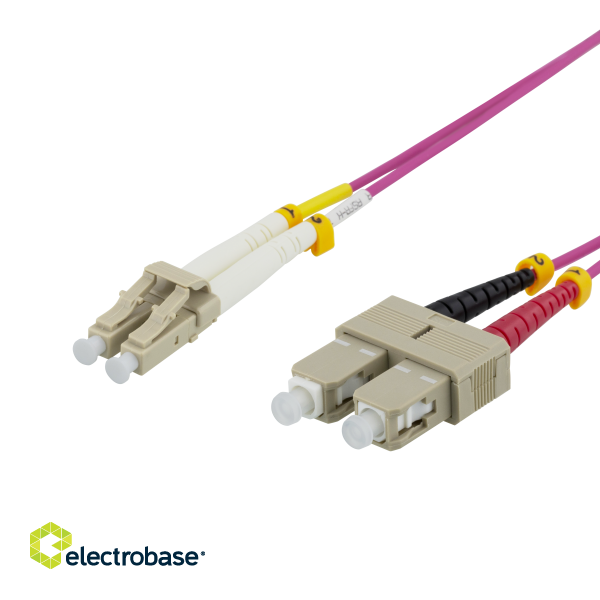 Fiber cable DELTACO OM4, LC - SC, duplex, multimode, 50/125, 15m / LCSC-715 image 1
