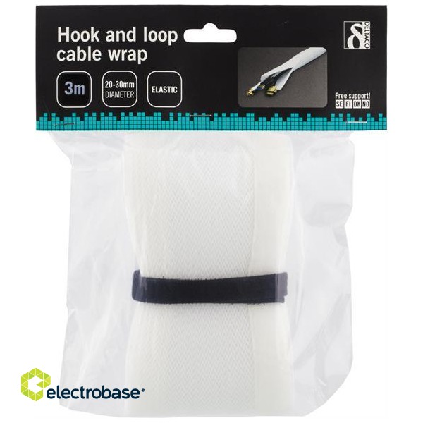 Cable wrap DELTACO nylon, 3.0m, white / LDR17 image 2
