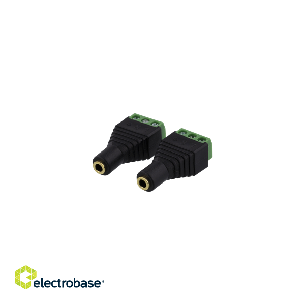 3-pin Terminal block to 3,5mm, 2-Pack, Screw fix, 3,5mm female DELTACO black / TBL-1008 image 2