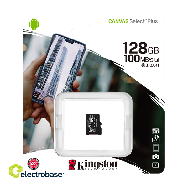Kingston Canvas Select Plus MicroSDXC, 128GB, Class 10 UHS-I, black / KING-2974 image 2