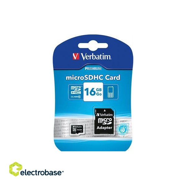 Verbatim memory card, microSDHC, 16 GB, Micro Secure Digital High-Capacity, Class 10, including adapters / V44082 image 2
