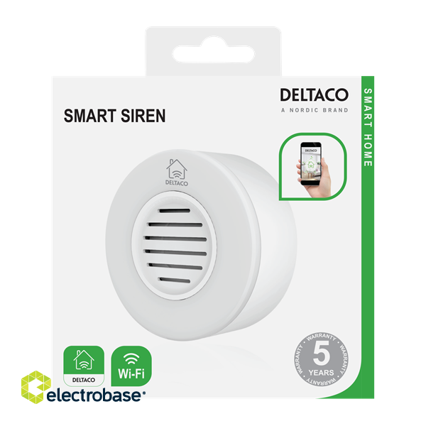 DELTACO SMART HOME WiFi siren, white SH-SI01 image 3