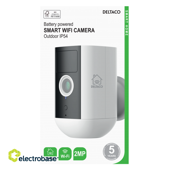 DELTACO SMART HOME Battery powered WiFi camera for outdoor use IP54, 2MP, white SH-IPC09 image 6