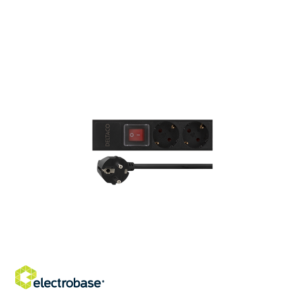 Powerstrip DELTACO 19" PDU with 12x CEE 7/4 outlets, 3500W, power switch, black / GT-8512 image 3