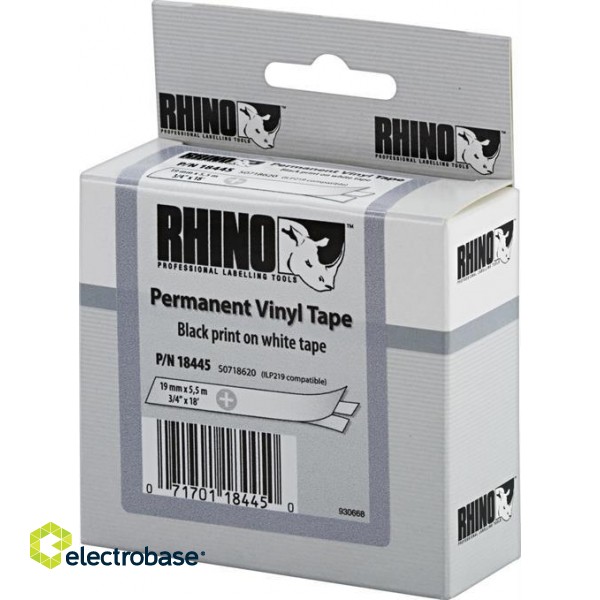 Tape DYMO Rhino 19mm x 5.5m, vinyl, black on white / S0718620 18445
