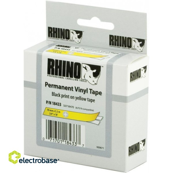 Tape DYMO Rhino 19mm x 5.5m, vinyl, black on yellow / S0718470 18433