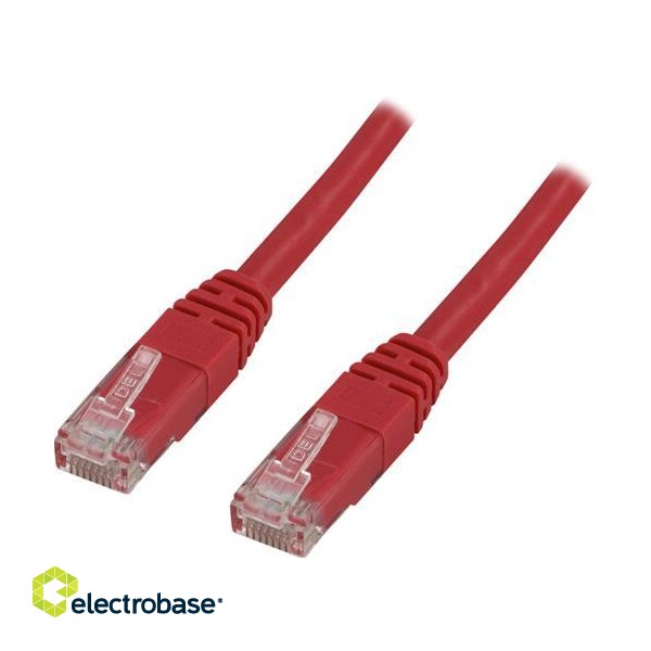 Kabelis DELTACO CAT 5  U / UTP 0.5m, RJ-45, 100MHz,  raudonas,  / R05-TP  paveikslėlis 1