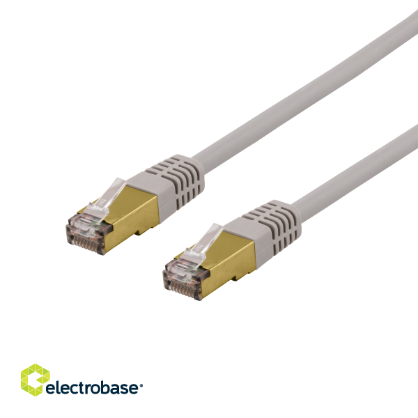 Cable DELTACO S/FTP Cat6a patch, Delta-certified, LSZH, 2m, gray / SFTP-62AH image 1