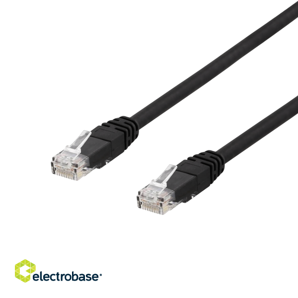 Cable DELTACO U / UTP Cat6a patch cable, 15m, 500MHz, LSZH, black / TP-615SAU image 1
