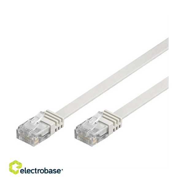 DELTACO U / UTP Cat6 patch kabelis, flat, 2m, 250MHz, baltas / TP-62V-FL paveikslėlis 1