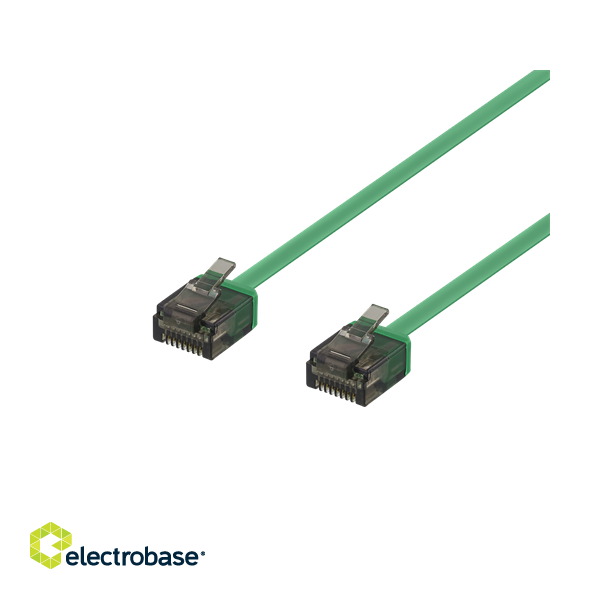 DELTACO U / UTP Cat6a patch cable, flat, 1m, only 1mm thick, 500MHz, green / UUTP-2022