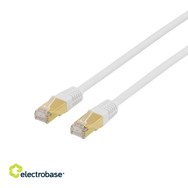 Patch cable DELTACO S/FTP Cat7, 0.5m, 600MHz, Delta-certified, LSZH, RJ45 connectors, white / STP-70V
