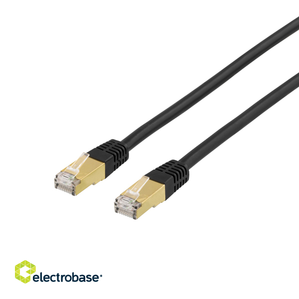Patch cable DELTACO S/FTP Cat7, 0.3m, 600MHz, Delta-certified, LSZH, RJ45 connectors, black / STP-703S