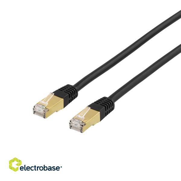 Patch cable DELTACO S/FTP Cat7, 3m, 600MHz, Delta certified, LSZH, RJ45 connectors, black / STP-73S image 1