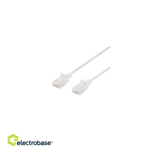 DELTACO U / UTP Cat6a patch cable, slim, 3.5mm, 0.5m, 500MHz, LSZH, white / UUTP-1018