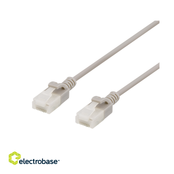 Patch cable DELTACO U/UTP, Cat6a, 2m, 500MHz, LSZH, gray / UUTP-1040