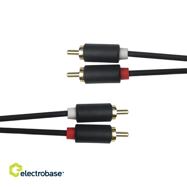 Audio cable DELTACO 2xRCA, gold-plated connectors, 2m, black / MM-110-K / R00170002 image 2