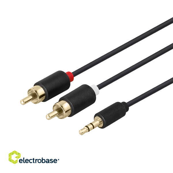 Audio cable DELTACO 3.5mm male - 2xRCA male 1m, black / MM-139-K / R00180003 image 1
