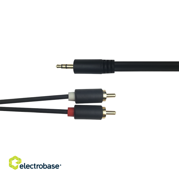 Audio cable DELTACO 3.5mm male - 2xRCA male 1m, black / MM-139-K / R00180003 image 2