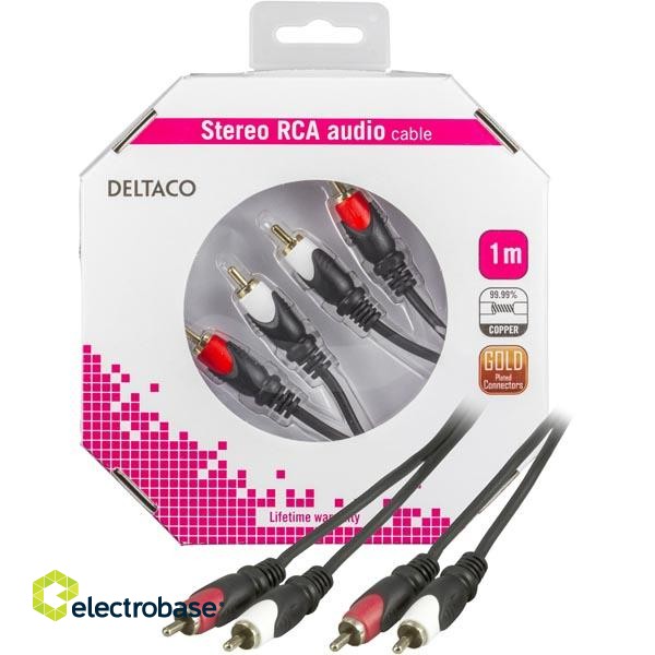 Cable DELTACO audio, 2xRCA-2xRCA, 1.0m / MM-109-K image 1