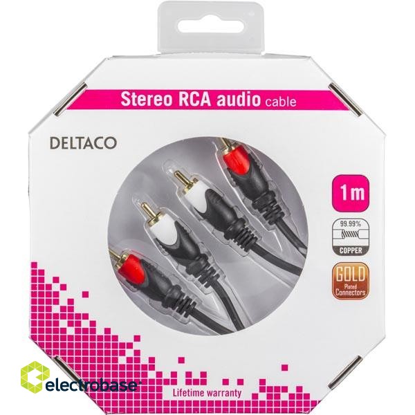 Cable DELTACO audio, 2xRCA-2xRCA, 1.0m / MM-109-K image 3